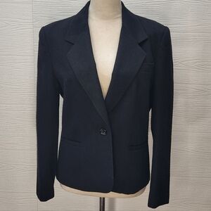 Vintage Dottie R Black Womens Jacket Blazer Sz 9/10 Wool Blend Padded Shoulders